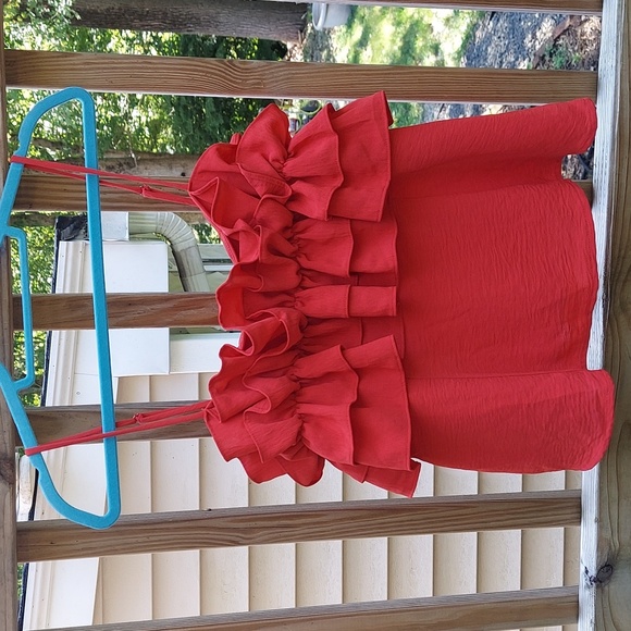 Sienna Sky Red Ruffle Spaghetti Strap tank Top Women's Sz XL - Picture 10 of 12